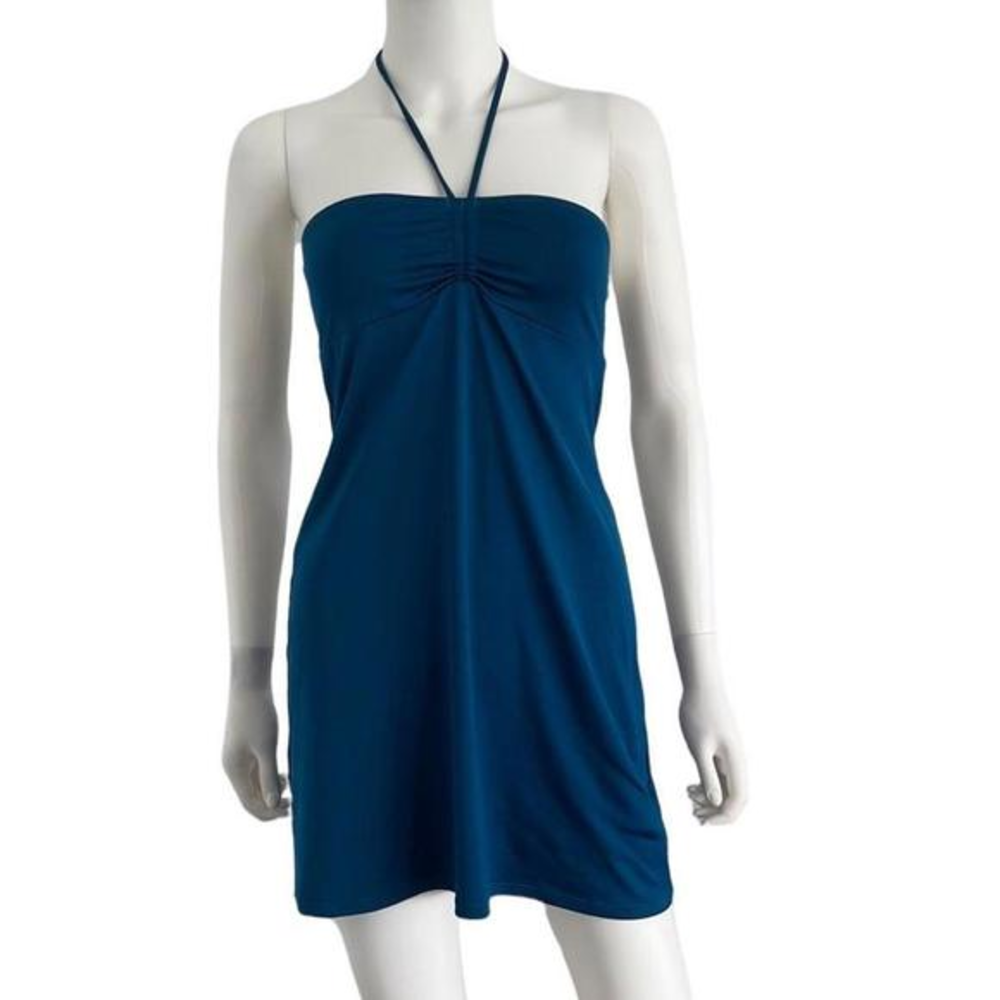 OP ocean pacific aloha teal blue‎ halter dress bathing suit material